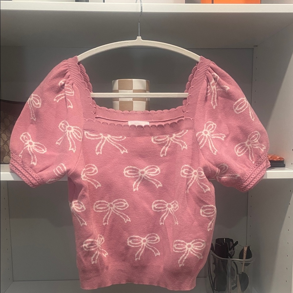 Elegant Pink Bow Blouse